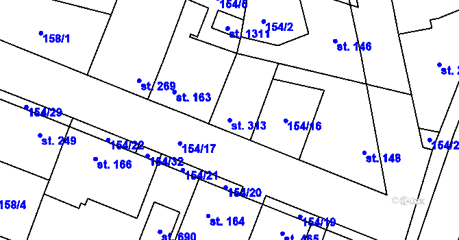 Parcela st. 313 v KÚ Líbeznice, Katastrální mapa