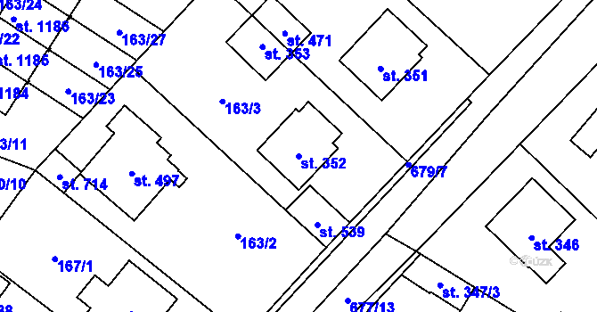 Parcela st. 352 v KÚ Líbeznice, Katastrální mapa