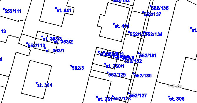 Parcela st. 360/2 v KÚ Líbeznice, Katastrální mapa