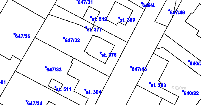 Parcela st. 376 v KÚ Líbeznice, Katastrální mapa