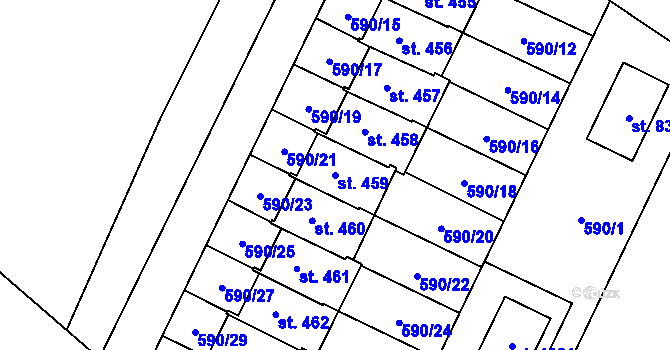 Parcela st. 459 v KÚ Líbeznice, Katastrální mapa