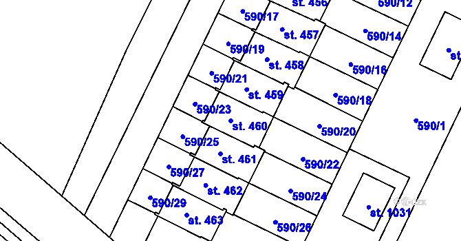 Parcela st. 460 v KÚ Líbeznice, Katastrální mapa