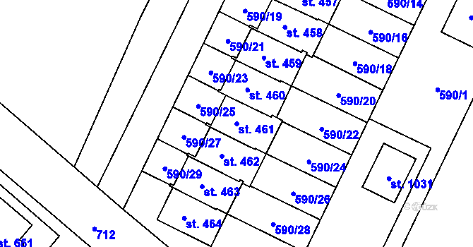 Parcela st. 461 v KÚ Líbeznice, Katastrální mapa