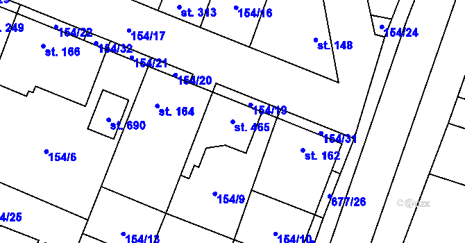 Parcela st. 465 v KÚ Líbeznice, Katastrální mapa