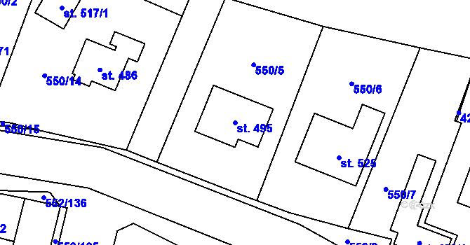 Parcela st. 495 v KÚ Líbeznice, Katastrální mapa