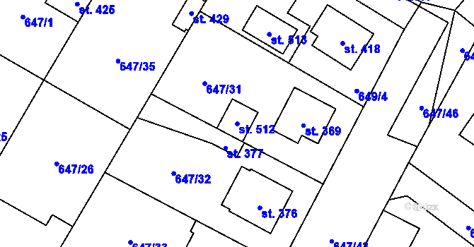 Parcela st. 512 v KÚ Líbeznice, Katastrální mapa