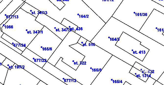 Parcela st. 516 v KÚ Líbeznice, Katastrální mapa