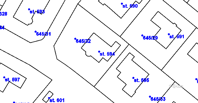 Parcela st. 594 v KÚ Líbeznice, Katastrální mapa