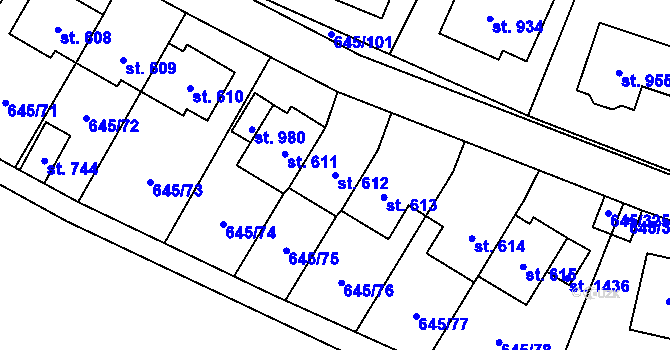 Parcela st. 612 v KÚ Líbeznice, Katastrální mapa