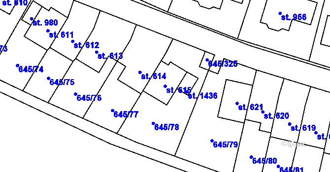 Parcela st. 615 v KÚ Líbeznice, Katastrální mapa