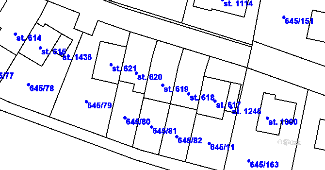 Parcela st. 619 v KÚ Líbeznice, Katastrální mapa