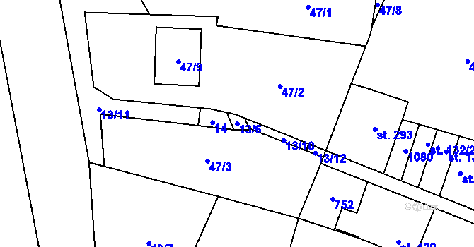 Parcela st. 13/6 v KÚ Líbeznice, Katastrální mapa