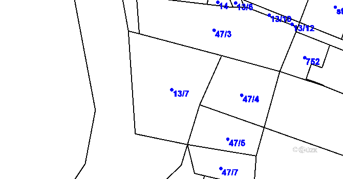 Parcela st. 13/7 v KÚ Líbeznice, Katastrální mapa