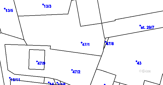 Parcela st. 47/1 v KÚ Líbeznice, Katastrální mapa