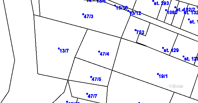 Parcela st. 47/4 v KÚ Líbeznice, Katastrální mapa