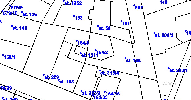 Parcela st. 154/2 v KÚ Líbeznice, Katastrální mapa