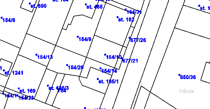 Parcela st. 154/10 v KÚ Líbeznice, Katastrální mapa