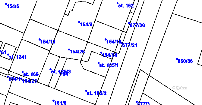 Parcela st. 154/14 v KÚ Líbeznice, Katastrální mapa