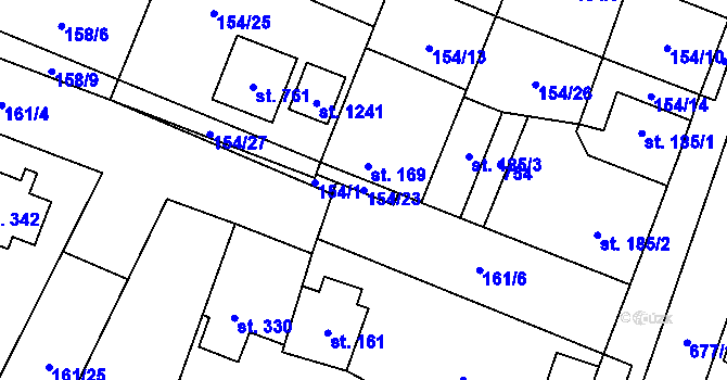 Parcela st. 154/23 v KÚ Líbeznice, Katastrální mapa