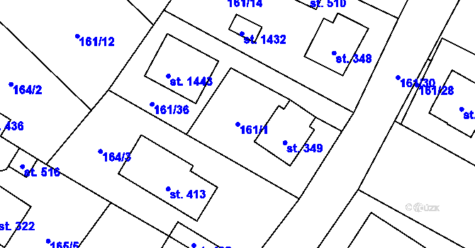 Parcela st. 161/1 v KÚ Líbeznice, Katastrální mapa