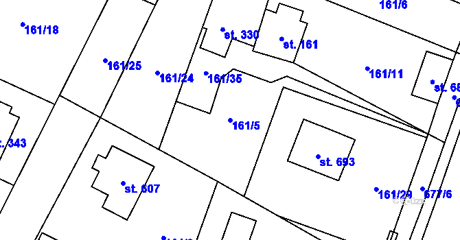 Parcela st. 161/5 v KÚ Líbeznice, Katastrální mapa
