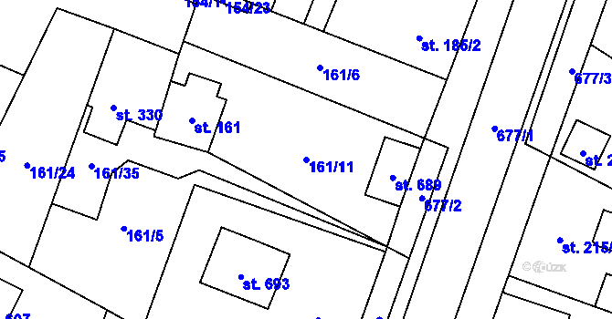 Parcela st. 161/11 v KÚ Líbeznice, Katastrální mapa