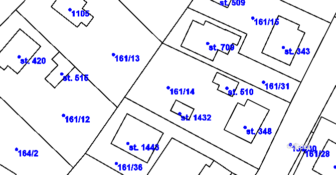 Parcela st. 161/14 v KÚ Líbeznice, Katastrální mapa