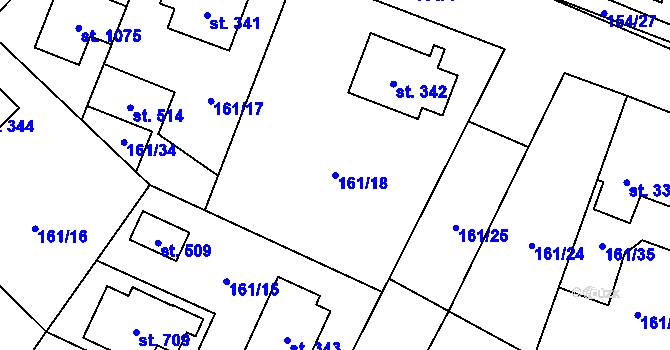 Parcela st. 161/18 v KÚ Líbeznice, Katastrální mapa