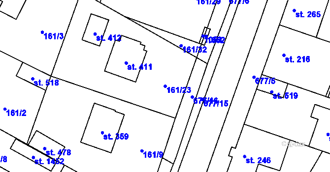 Parcela st. 161/23 v KÚ Líbeznice, Katastrální mapa