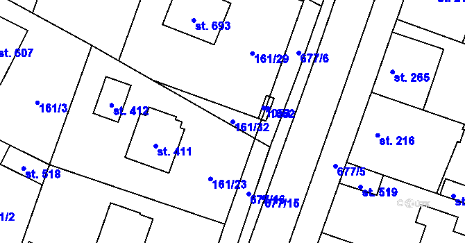 Parcela st. 161/32 v KÚ Líbeznice, Katastrální mapa