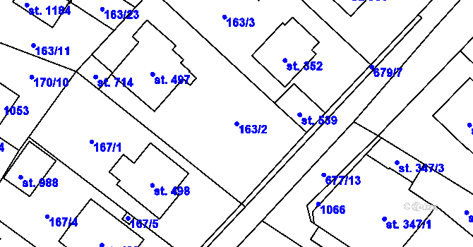 Parcela st. 163/2 v KÚ Líbeznice, Katastrální mapa