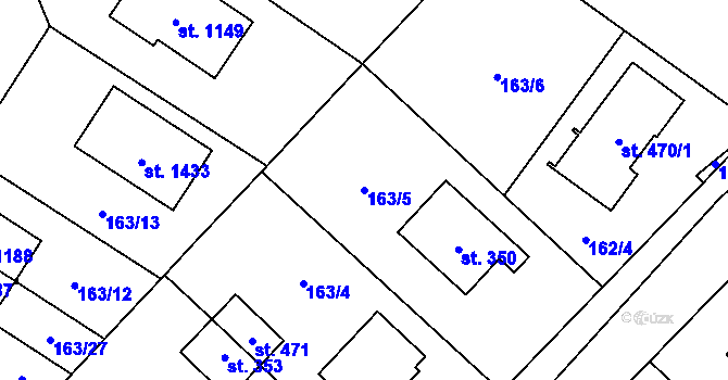 Parcela st. 163/5 v KÚ Líbeznice, Katastrální mapa