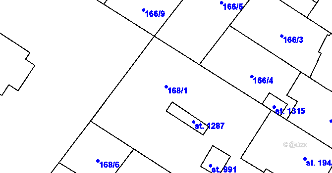 Parcela st. 168/1 v KÚ Líbeznice, Katastrální mapa