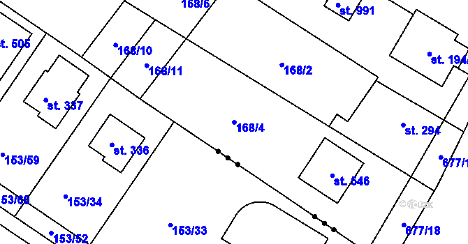 Parcela st. 168/4 v KÚ Líbeznice, Katastrální mapa