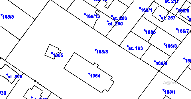 Parcela st. 168/5 v KÚ Líbeznice, Katastrální mapa