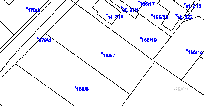 Parcela st. 168/7 v KÚ Líbeznice, Katastrální mapa