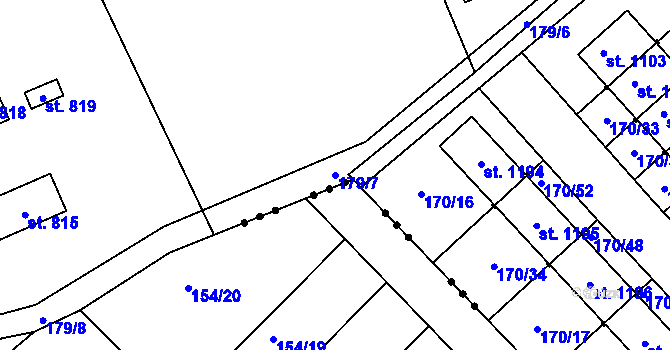 Parcela st. 179/7 v KÚ Líbeznice, Katastrální mapa