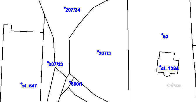 Parcela st. 207/3 v KÚ Líbeznice, Katastrální mapa