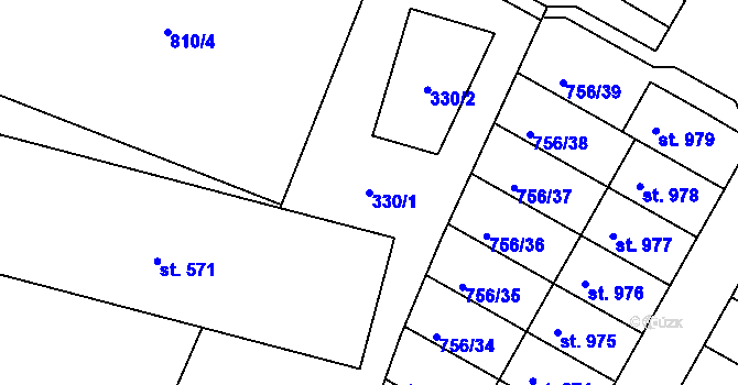Parcela st. 330/1 v KÚ Líbeznice, Katastrální mapa