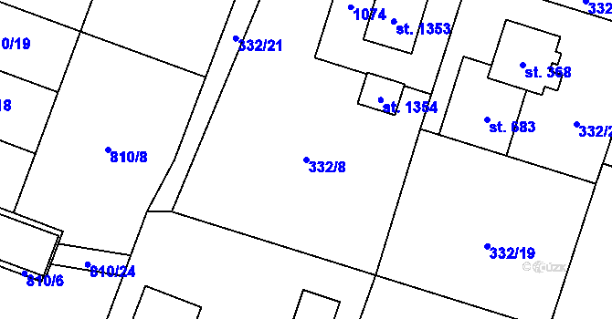 Parcela st. 332/8 v KÚ Líbeznice, Katastrální mapa