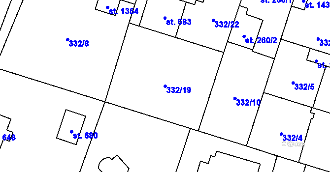 Parcela st. 332/19 v KÚ Líbeznice, Katastrální mapa