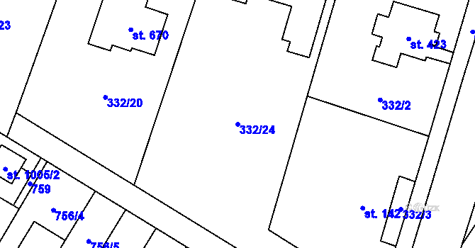 Parcela st. 332/24 v KÚ Líbeznice, Katastrální mapa