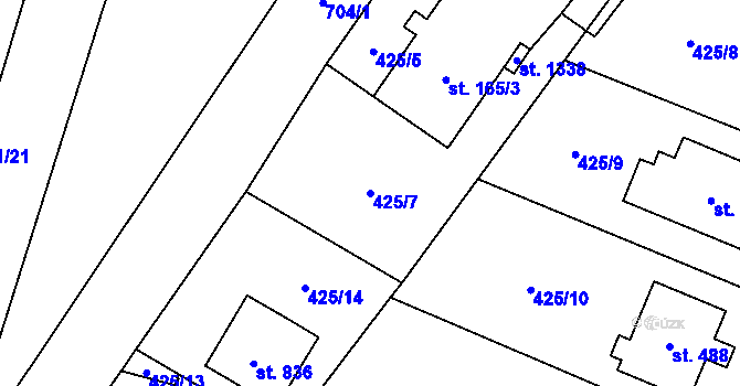 Parcela st. 425/7 v KÚ Líbeznice, Katastrální mapa