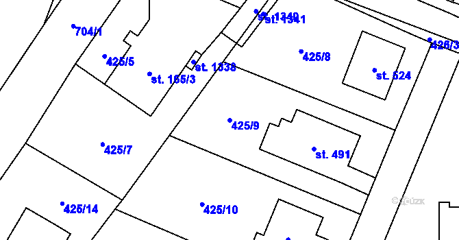 Parcela st. 425/9 v KÚ Líbeznice, Katastrální mapa