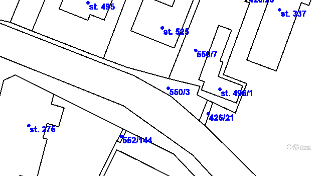 Parcela st. 550/3 v KÚ Líbeznice, Katastrální mapa
