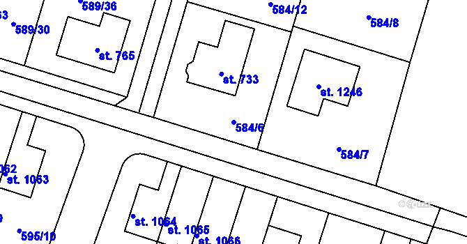 Parcela st. 584/6 v KÚ Líbeznice, Katastrální mapa