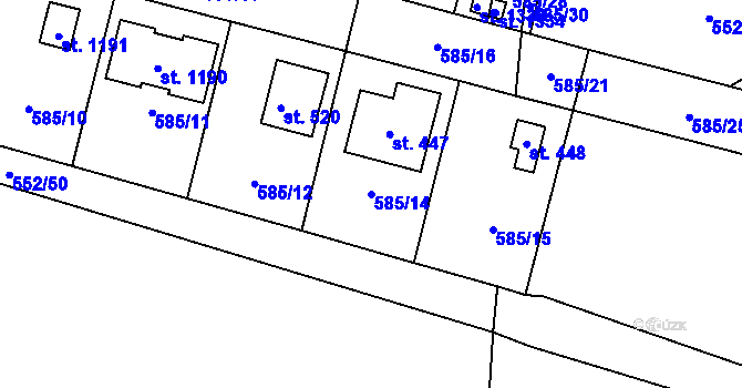 Parcela st. 585/14 v KÚ Líbeznice, Katastrální mapa