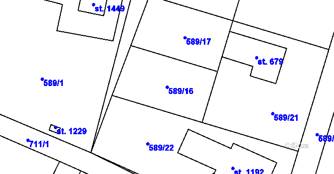 Parcela st. 589/16 v KÚ Líbeznice, Katastrální mapa