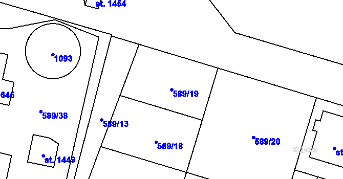Parcela st. 589/19 v KÚ Líbeznice, Katastrální mapa