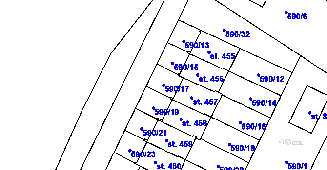 Parcela st. 590/17 v KÚ Líbeznice, Katastrální mapa